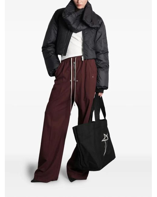 Rick Owens Red Zip Drawstring Trousers
