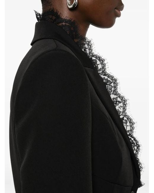 ERMANNO FIRENZE Black Lace-Detail Single-Breasted Jacket