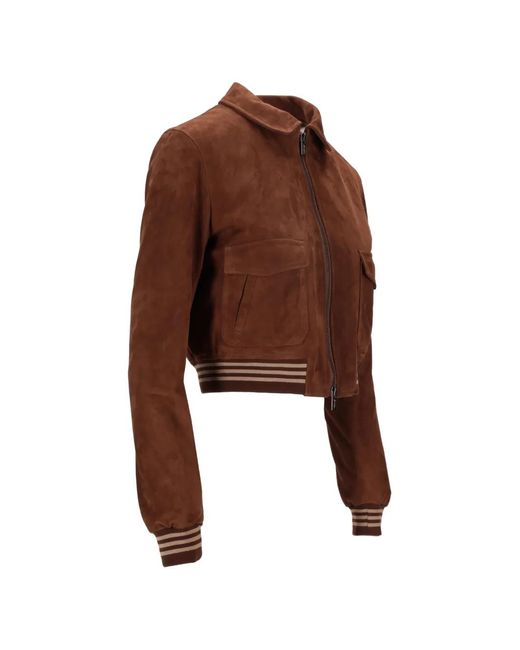 LA ROSE Brown Suede Front-Pockets Jacket