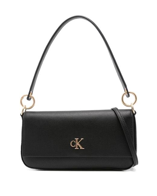 Calvin Klein Black Logo-Lettering Shoulder Bag