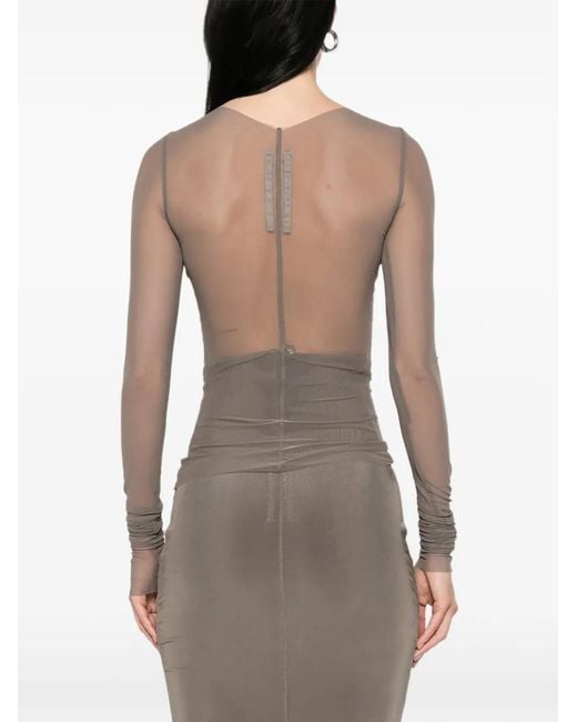 Rick Owens Gray Sheer-Design Top