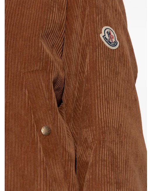 Moncler Brown Doudoune En Velours Côtelé Blageon