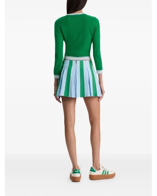 Alice + Olivia Green Emilie Striped Pleated Mini Skirt