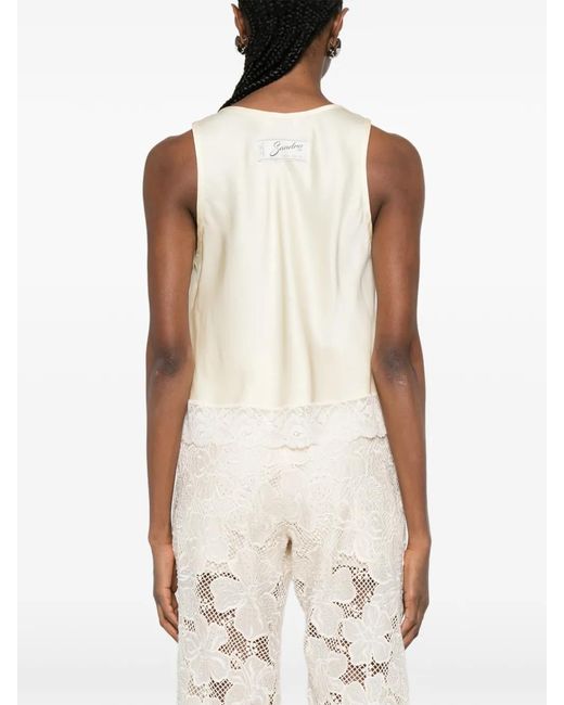 Sandro White Sleeveless Lace-Detail Top