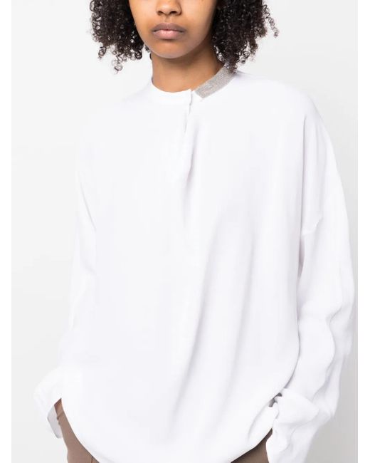 Fabiana Filippi White Crystal-Embellished Blouse