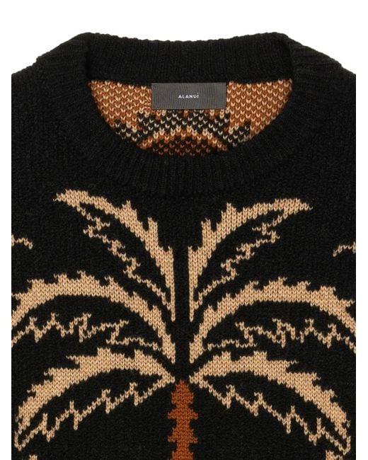 Alanui Glimpse Of Eden Trui Met Palmboom Intarsia in het Black