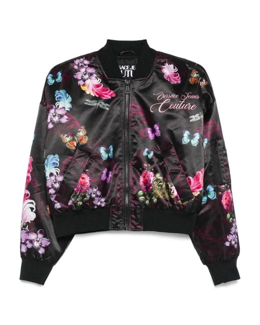 Versace Jeans Couture Black Floral Bomber Jacket