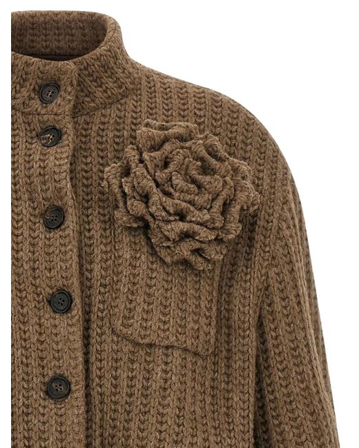 Chaqueta de punto con aplique floral GIUSEPPE DI MORABITO de color Brown
