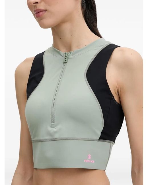 Bogner Fire + Ice Green Caia Logo-Print Zip-Up Top