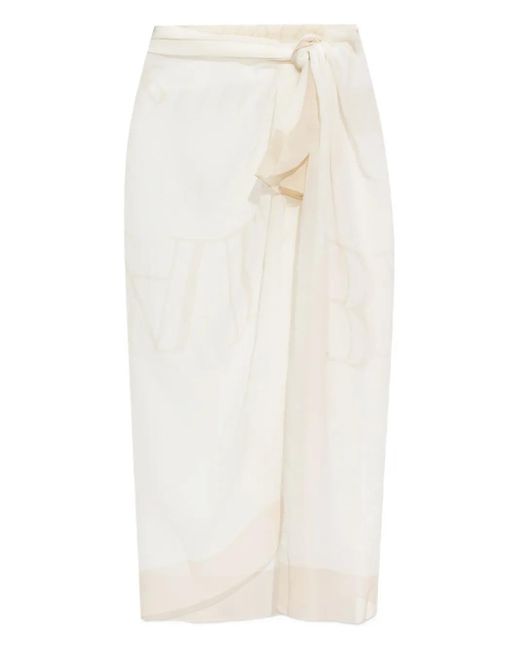 Balmain Zijden Wikkelrok Met Bloemenprint in het White