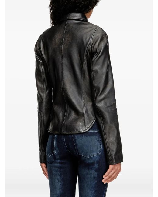 DIESEL Black 'L-Egrad' Leather Jacket