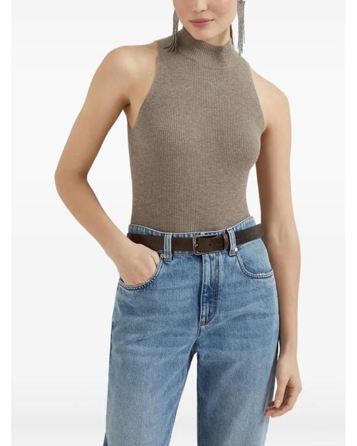 Brunello Cucinelli Gray Cashmere Blend Tank Top