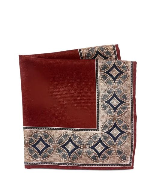 Brunello Cucinelli Red Geometric-Pattern Pocket Square for men