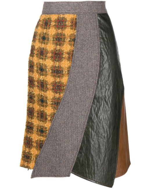 ANDERSSON BELL Anya Wrap Panelled Skirt in Brown Lyst Canada