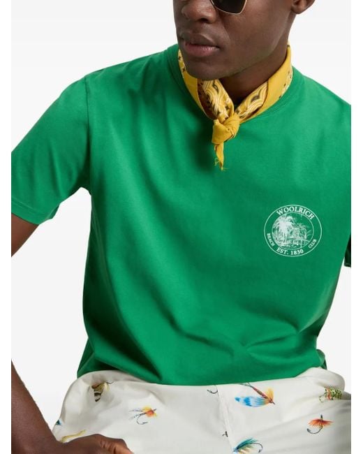 Woolrich Green Graphic-Emblem T-Shirt for men