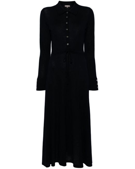 Polo-collar belted dress di N.Peal Cashmere in Black
