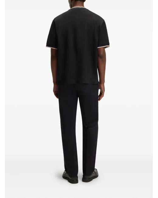 Boss Black Ribbed-Trim T-Shirt for men