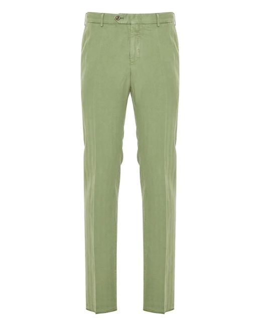 PT Torino Green Pressed-Crease Trousers for men