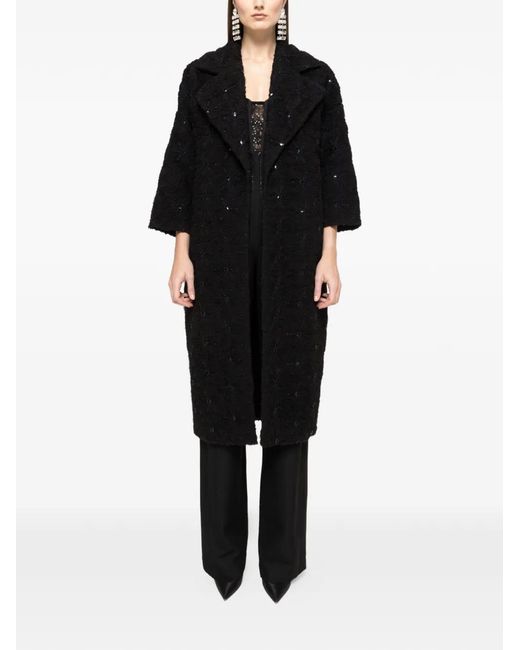 Nissa Black Bead-Embellished Coat