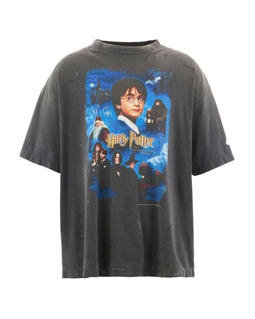 SAINT Mxxxxxx Blue Harry Potter Cotton T-Shirt for men