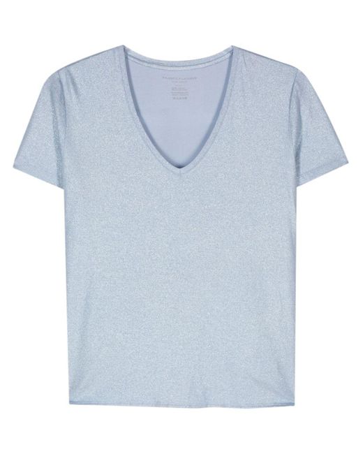 Majestic Filatures Blue V-neck Lurex T-shirt