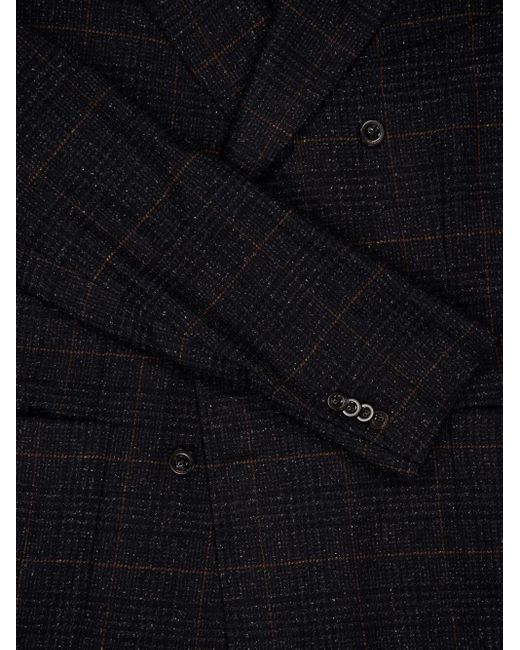 Boglioli Black Double-Breasted Checked Blazer for men