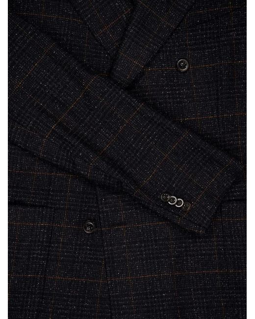 Boglioli Black Double-Breasted Checked Blazer for men