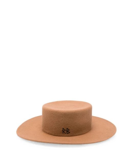 Ruslan Baginskiy Brown Wool Felt Canotier Hat