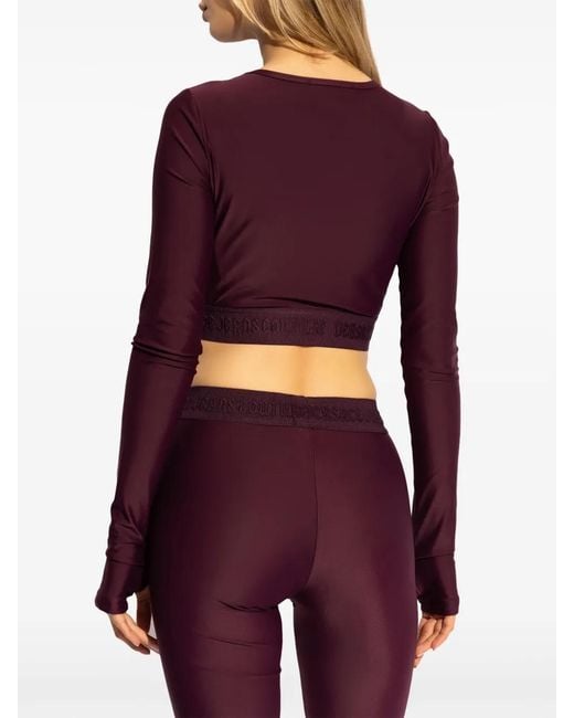 Versace Jeans Couture Purple Logo-Hem Cropped Top