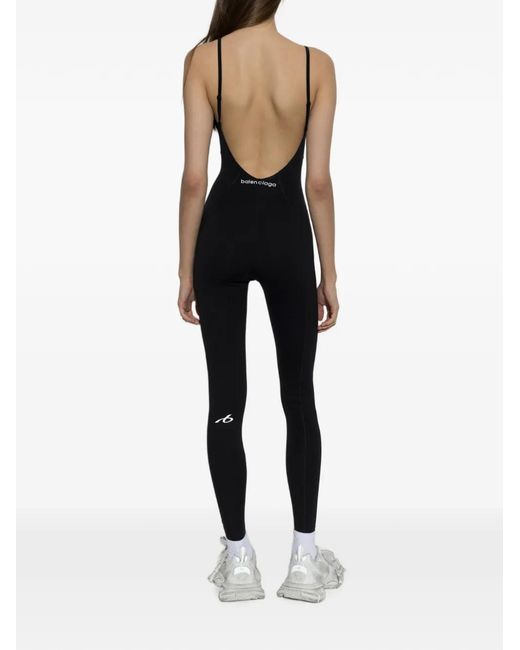 Balenciaga Black Logo-Print Panelled Jumpsuit