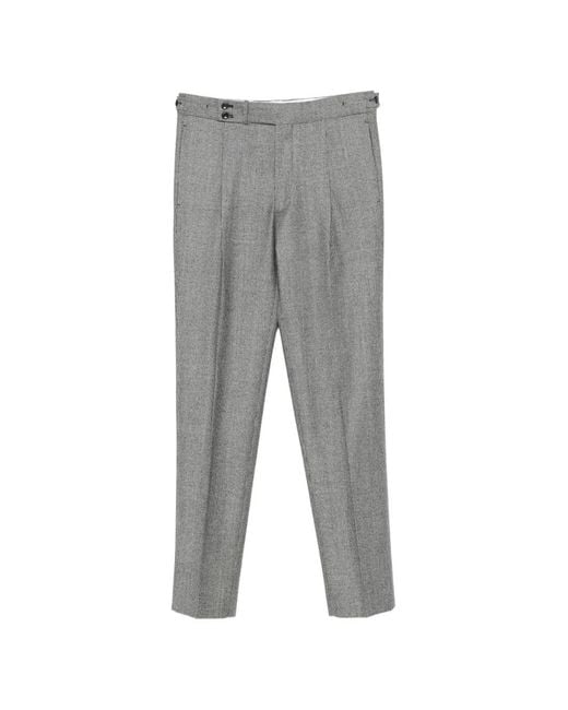 Tagliatore Gray Brandon Houndstooth Pleated Trousers for men