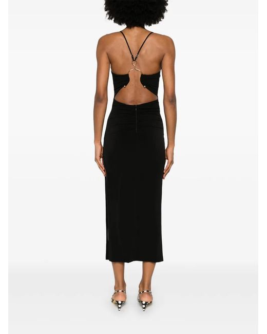 Nissa Black Hardware-Detailed Midi Dress