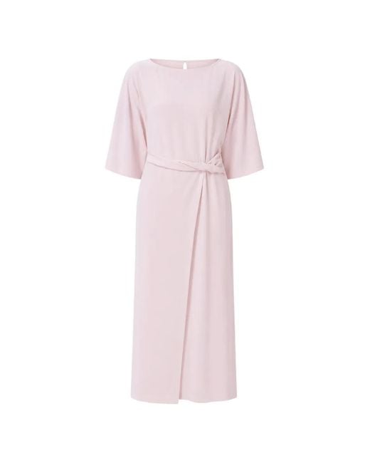 MEIMEIJ Pink Twist-Detail Boat-Neck Midi Dress