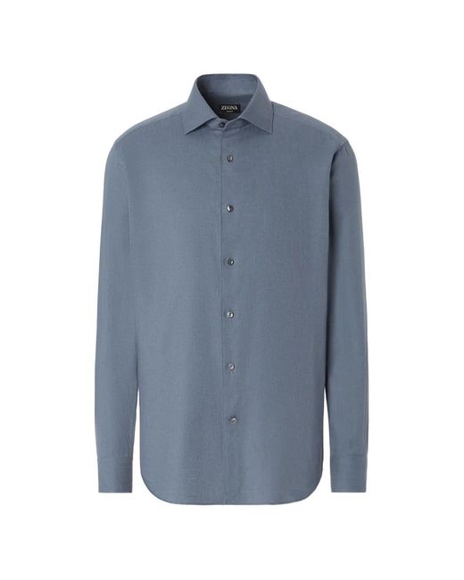 Zegna Blue Light Cashco Shirt for men