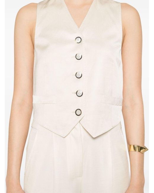 Peserico White Patch-detail Waistcoat