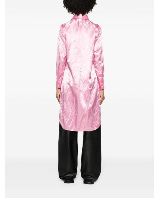 Comme des Garçons Pink Satin Midi Shirt Dress