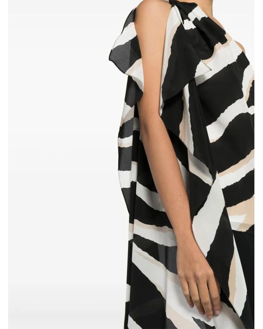 Elie Saab Black Zebra-Print Silk Top