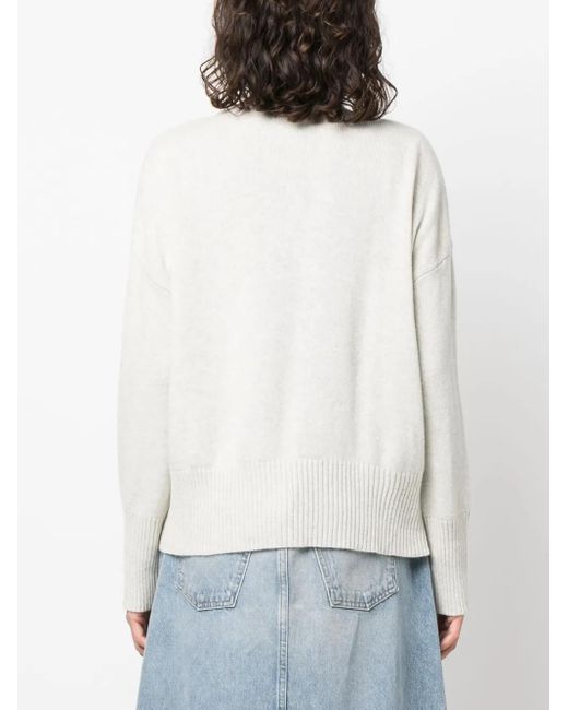 Roberto Collina White V-Neck Merino-Cashmere Cardigan