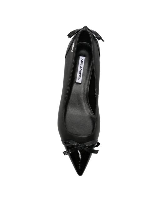 Karl Lagerfeld Black Pasha Bow-Detail Pointed-Toe Pumps