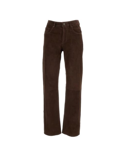 Arma Brown Straight-Cut Suede Trousers