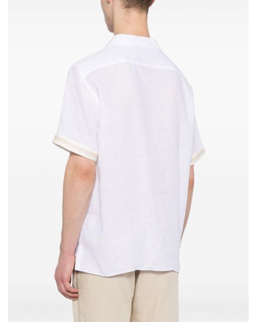 Eleventy White Stripe-trim Short-sleeve Shirt for men