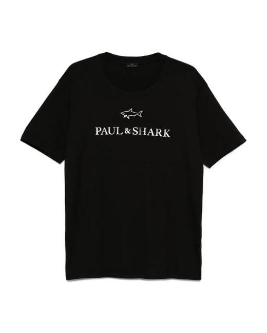 Paul & Shark T-Shirt Met Logodetail in het Black voor heren