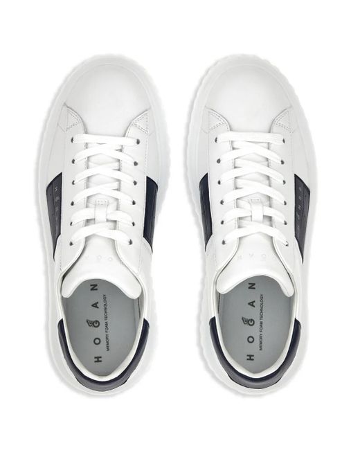 メンズ Hogan Hストライプ レザースニーカー Blue