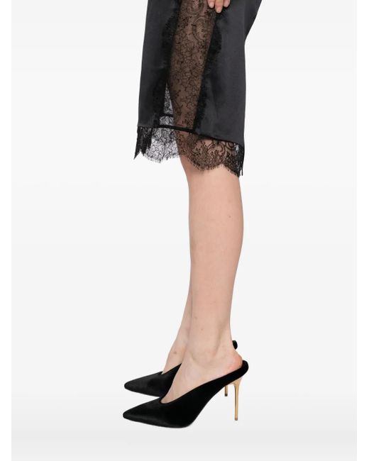 Tom Ford Black Lace-Trimmed Satin Skirt