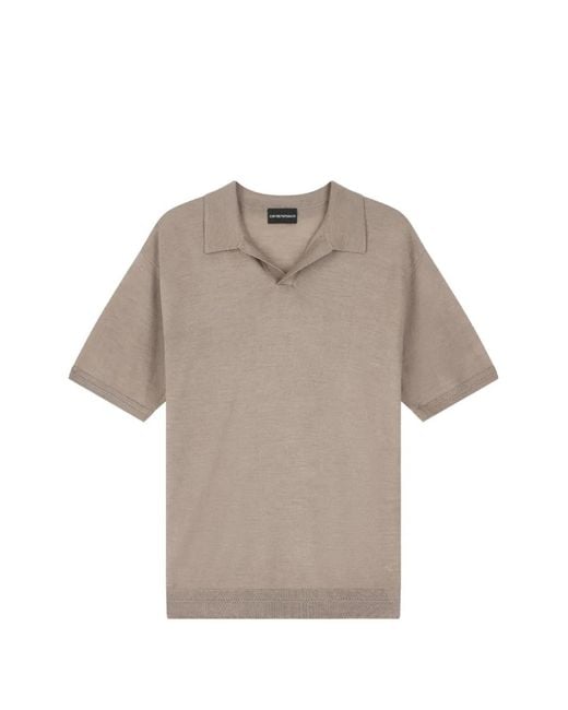 Emporio Armani Gray Ribbed-Collar V-Neck T-Shirt for men