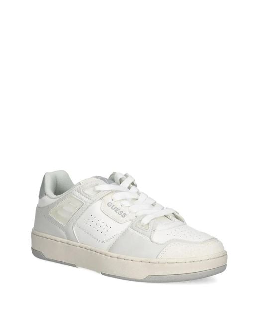 Guess White Perforated Panel Sneakers for men