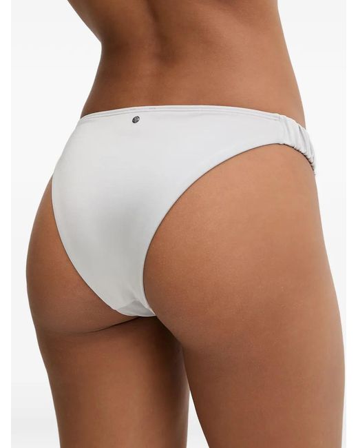 ARMANI EXCHANGE White Ruched-Side Bikini Bottoms