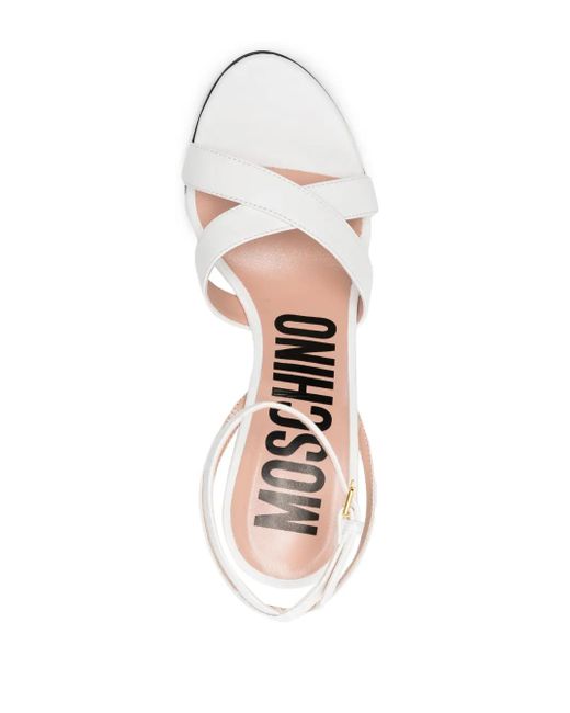 Moschino White Logo 90Mm Wedge-Heel Sandals