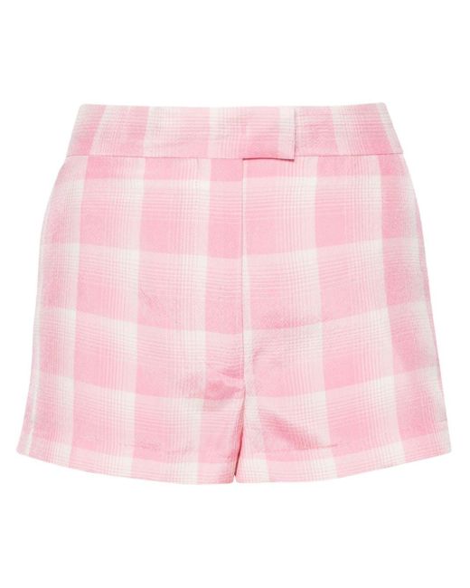 MSGM Pink Checked Mini Shorts