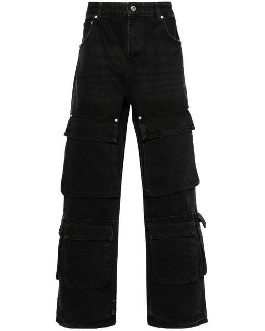 Represent Black Mid-rise Cargo Jeans for men